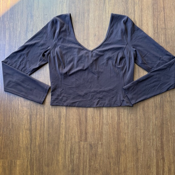 Lululemon Align Long Sleeve Shirt Crop Top Dark Brown Java Womens 12 Nulu W3EV7S - Picture 2 of 11